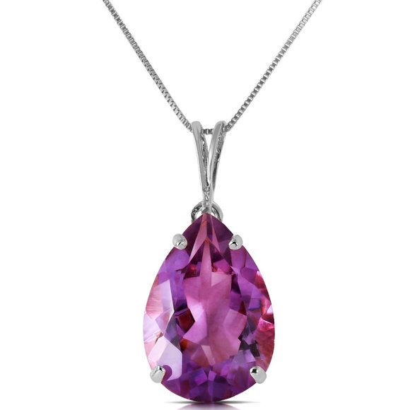 14K. SOLID GOLD NECKLACE WITH NATURAL AMETHYST